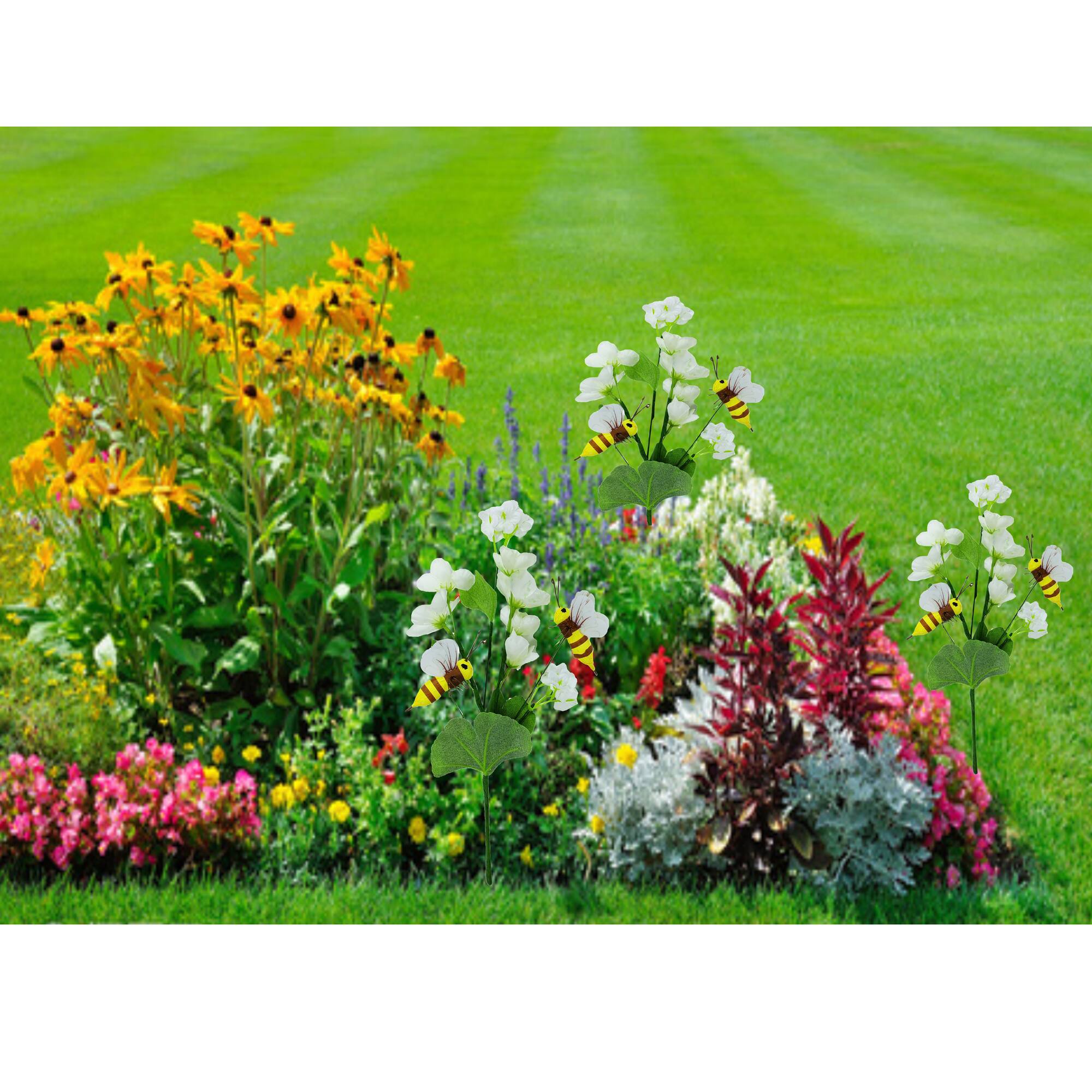 10" White Flower with Bees Pick by Ashland®